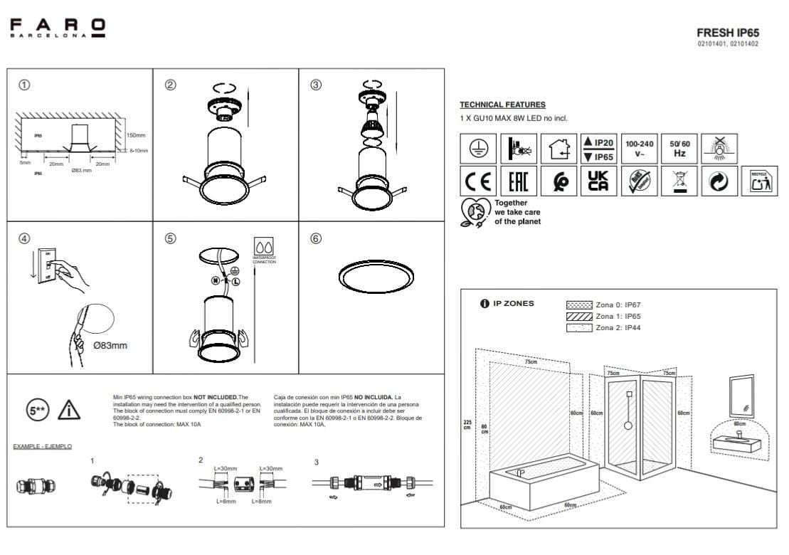 Spot encastrable Spot encastrable FRESH IP65 Blanc