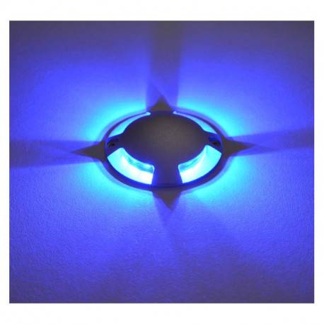 Spot sol Spot sol extérieur LED 12 volts bleu rond 4 diffuseurs en saillie Miidex